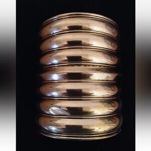 🌺 NEW! Goldtone Banded Wide Cuff Bracelet India Ethnic Boho